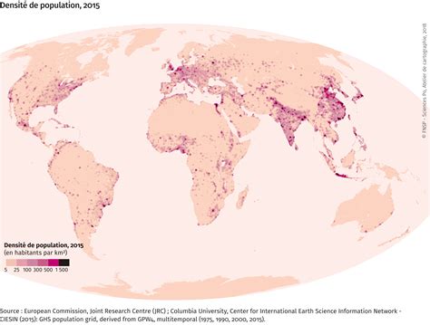 Densité de population, 2015 - Espace mondial : l'Atlas