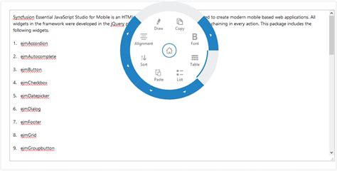 Radial Menu Widget for jQuery | Syncfusion