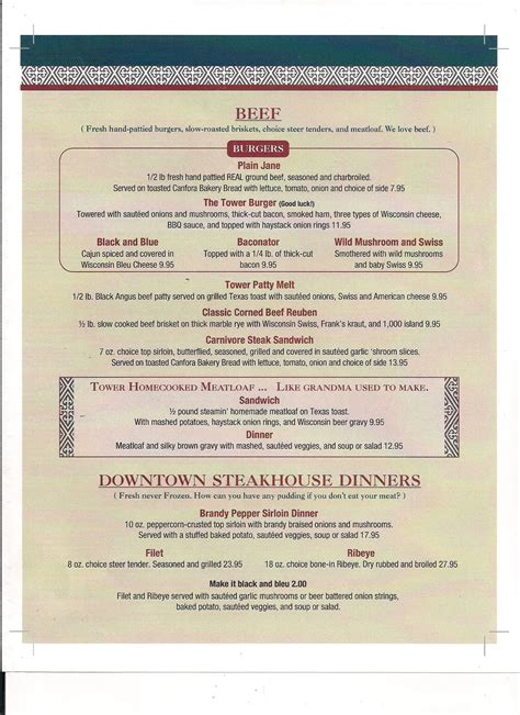 Tower Restaurant & bar Menu - Urbanspoon/Zomato