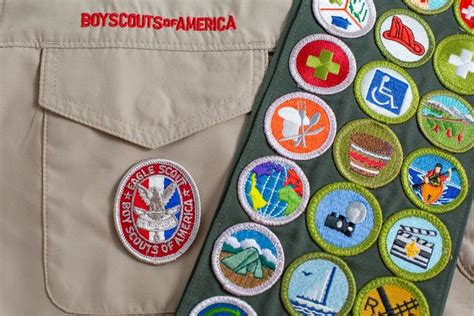 Eagle patch and merit badge sash on boy scout uniform | Boy scouts merit badges, Boy scout ...