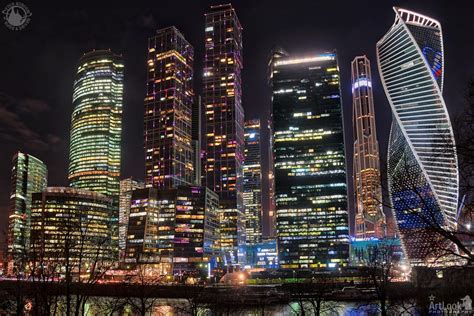 Moskva-City Skyline in Winter Night - ArtLook Photography