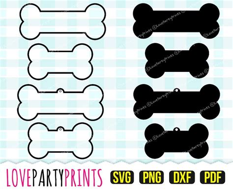 Dog Bone Svg DXF PNG PDF Dog Tag Clipart Cutting Files | Etsy