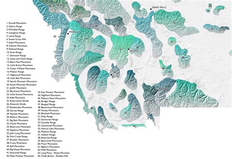 Montana Mountain Ranges Map - Etsy.de