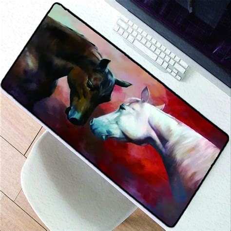 Large size mouse pad brown white horse animal gaming mouse pad laptop keyboard mat high quality ...