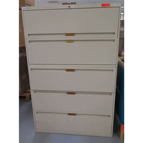 Locking Metal Lateral 5-Drawer File Cabinet (w/ key) 65"H - Oahu Auctions