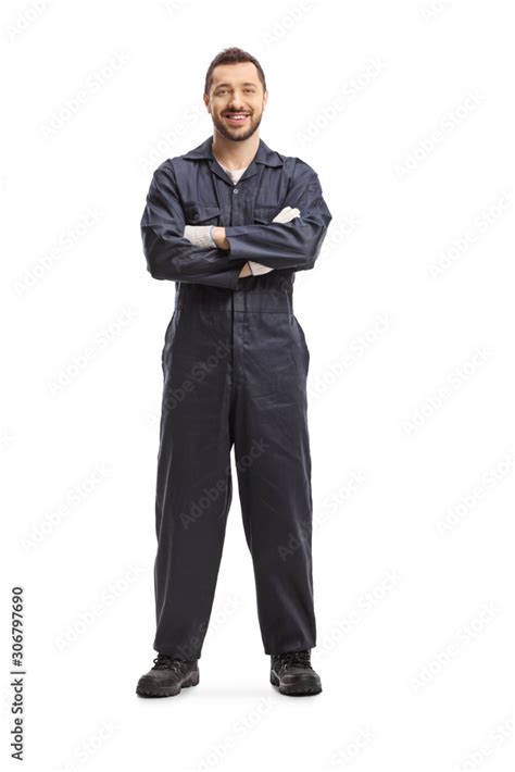 Mechanic in a dark blue overalls Stock Photo | Adobe Stock