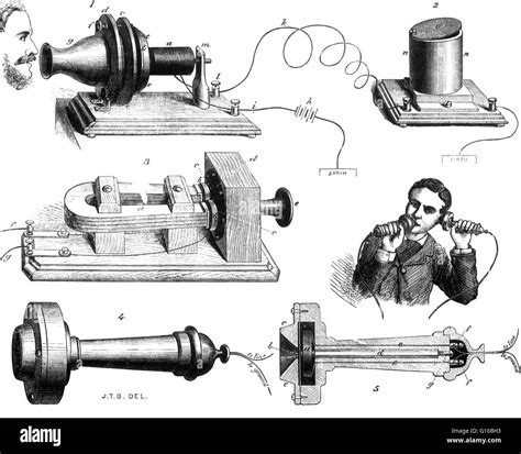 Diagrama del sistema telefónico de Bell que apareció en el Illustrated London News, 1877 ...