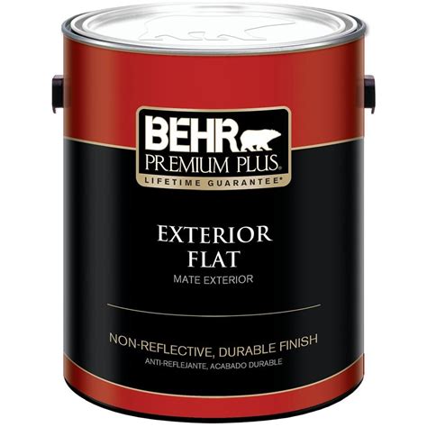 BEHR Premium Plus 1 gal. Ultra Pure White Flat Exterior Paint and Primer in One-405001 - The ...