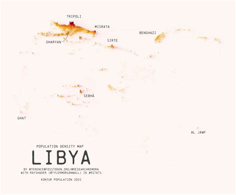 Population density map of Libya. by... - Maps on the Web