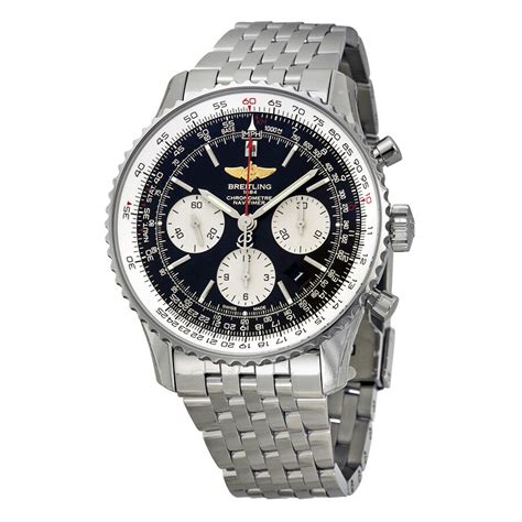 Breitling Navitimer 01 Black Dial Chronograph Stainless Steel Men's Watch AB012012-BB01SS ...