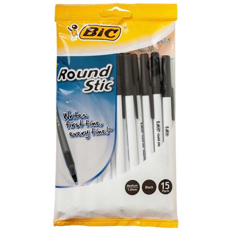 Bic Round Stic Black Pens 15 Pack | BIG W