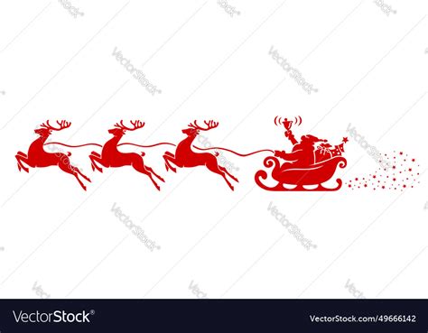 Santa claus in sleigh with reindeer Royalty Free Vector