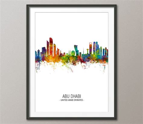 Abu Dhabi Skyline, Abu Dhabi United Arab Emirates Cityscape Art Print ...