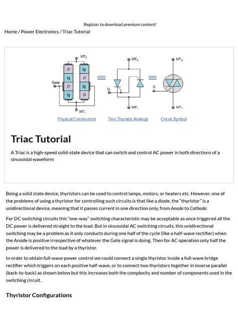 Triac Tutorial and Triac Switching Circuits | PDF | Field Effect Transistor | Power Electronics