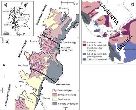 (a) Simplified map of NW Scotland, showing main geological units and ...