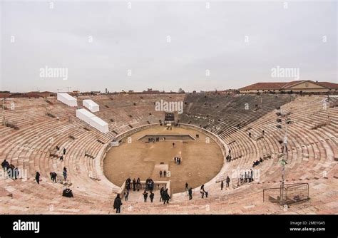 Inside the Arena of Verona in winter time Stock Photo - Alamy