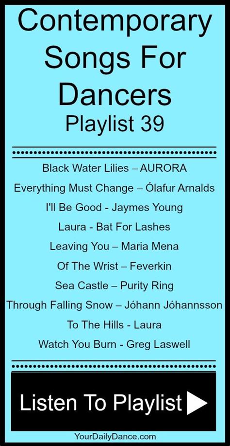 Contemporary Songs Playlist #39 - | Contemporary dance songs, Songs for dance, Dance playlist