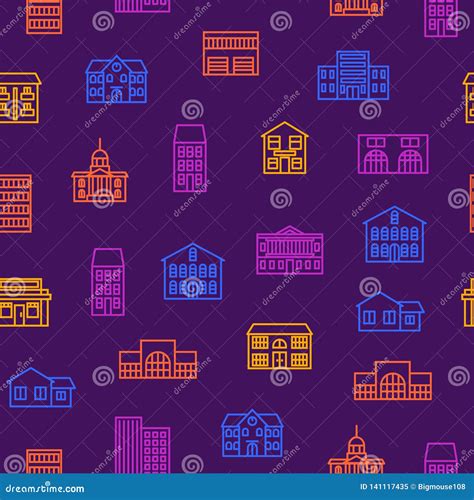 Property House Signs Thin Line Seamless Pattern Background. Vector Stock Vector - Illustration ...