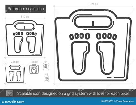 Bathroom scale line icon. stock vector. Illustration of design - 80695751