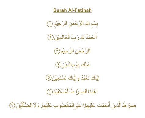 Al Fatiha or Al Fatihah, opening or opener, is the first surah of the ...