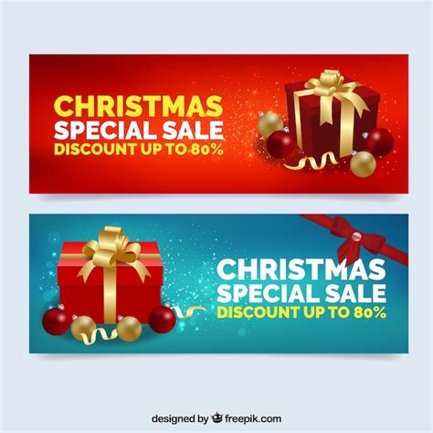 Christmas special offers gifts banners Vector | Free Download