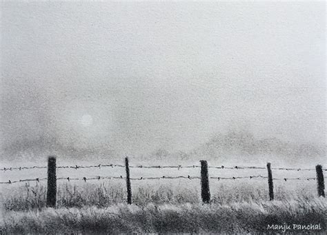 Paintings and Drawings by Manju Panchal: Fog at the distance - A ...