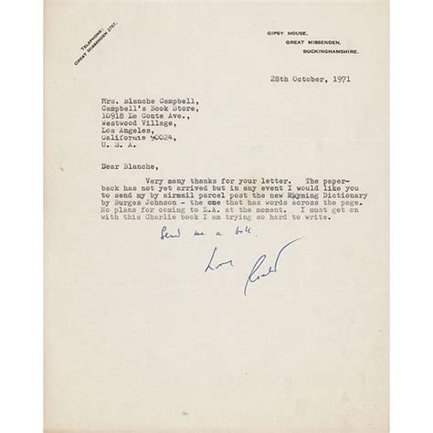 Roald Dahl Typed Letter Signed, Mentioning the Charlie and the Chocolate Factory Sequel for sale ...