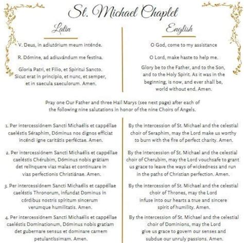 Saint Michael Chaplet Prayers in Latin & English PDF Download - Etsy