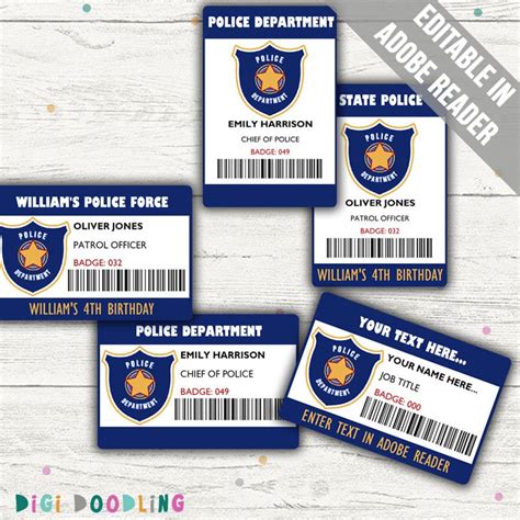 Police ID Badge Police ID Tag For Pretend Play or Police | Etsy