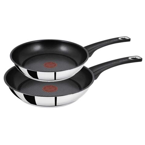 Tefal Jamie Oliver Set of 2 Stainless Steel Frypans 20cm and 26cm Induction Compatible: Amazon ...