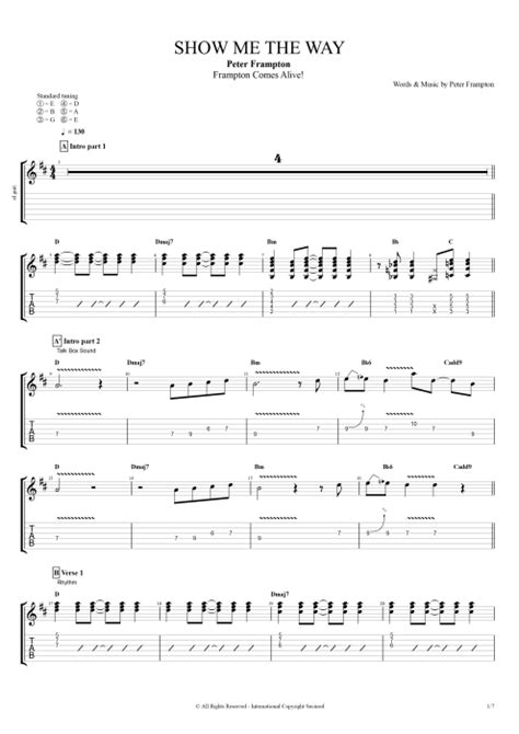 Show Me the Way by Peter Frampton - Full Score Guitar Pro Tab | mySongBook.com