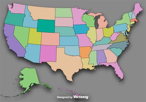 Vector Colorful State Outlines/Vector Map Of The USA - Download Free ...