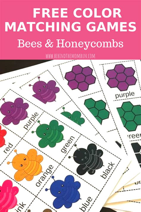 Color Matching Games: Bees and Honeycombs | Preschool color activities, Free preschool ...