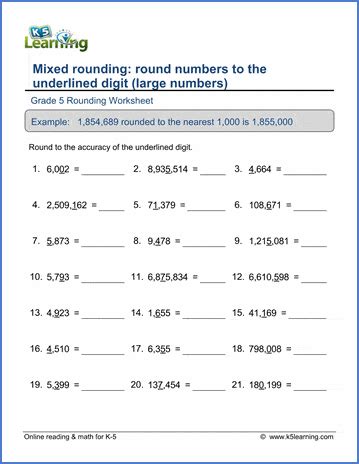 Rounding large numbers worksheets | K5 Learning