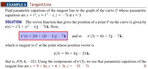 Vector Calculus: to get the parametric equations of the tangent line, why can't you just use the ...