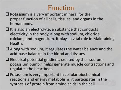 Potassium at a glance