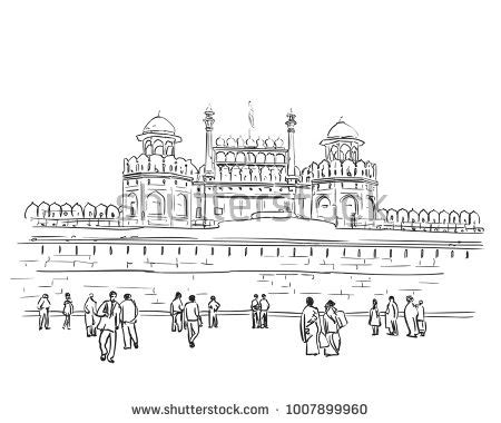 Sketch Red Fort Unesco World Heritage Stock Vector (Royalty Free) 1007899960 | Shutterstock ...