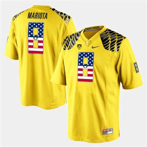 Mens #8 US Flag Fashion Yellow Marcus Mariota Oregon Jersey 269391-564