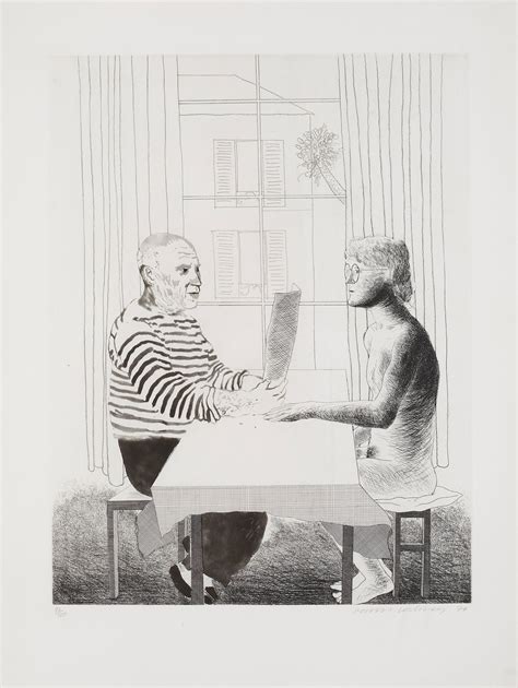 David Hockney, etching, "Artist and Model" | David hockney prints, Hockney, David hockney artist