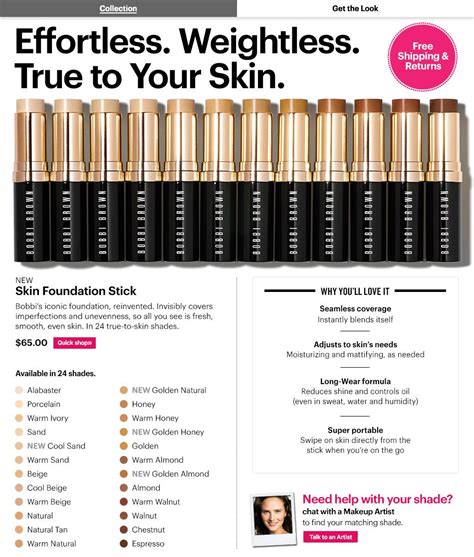 Bobbi Brown Skin Foundation Stick | Color Chart | Maquillaje