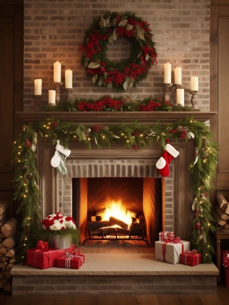 Vintage Christmas Fireplace Free Stock Photo - Public Domain Pictures