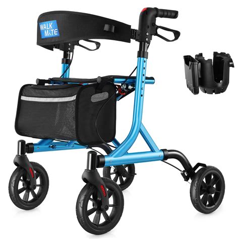 WALK MATE Rollator Walkers with Seat Back Support for Seniors Adults, 8 ...