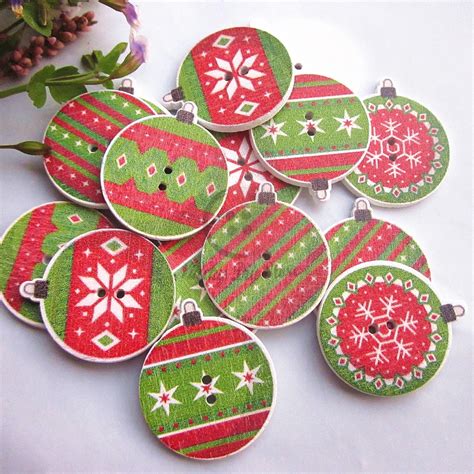 Christmas Buttons 144pcs Mixed Christmas lights wood craft Button for ...