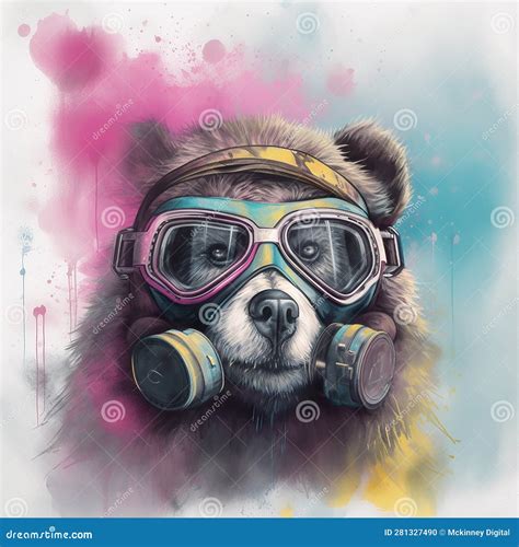 Bear Wearing Goggles Closeup Working Aviator Pilot. Created Using Ai ...