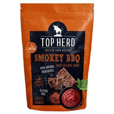 smokey bbq grass fed beef jerky eight regular packs by top herd | notonthehighstreet.com