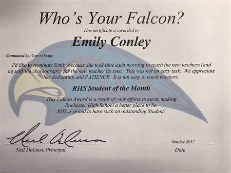 Certificate Blue Falcon Award This includes but by no means is limited ...