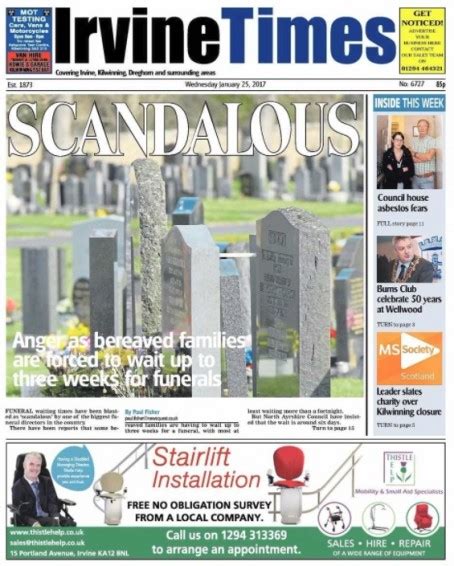 Irvine Times & Ardrossan Herald cause North Ayrshire Council burial ...