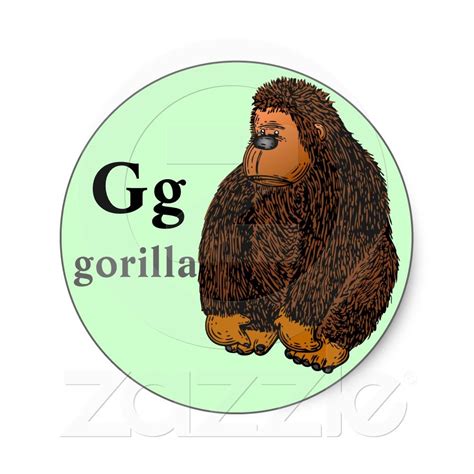 Letter G gorilla Stickers | Zazzle | Alphabet stickers, Lettering ...