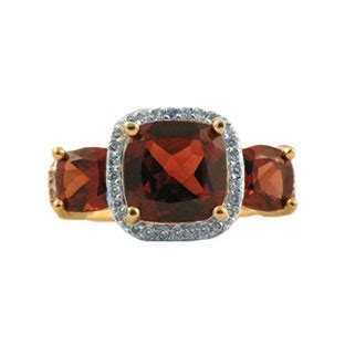 14K Yellow Gold and Cushion Cut Garnet Diamond Ring - Gemologica, A ...