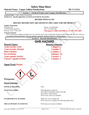 Fillable Online Copper(II) Sulfate Pentahydrate Safety Data Sheet (SDS ...